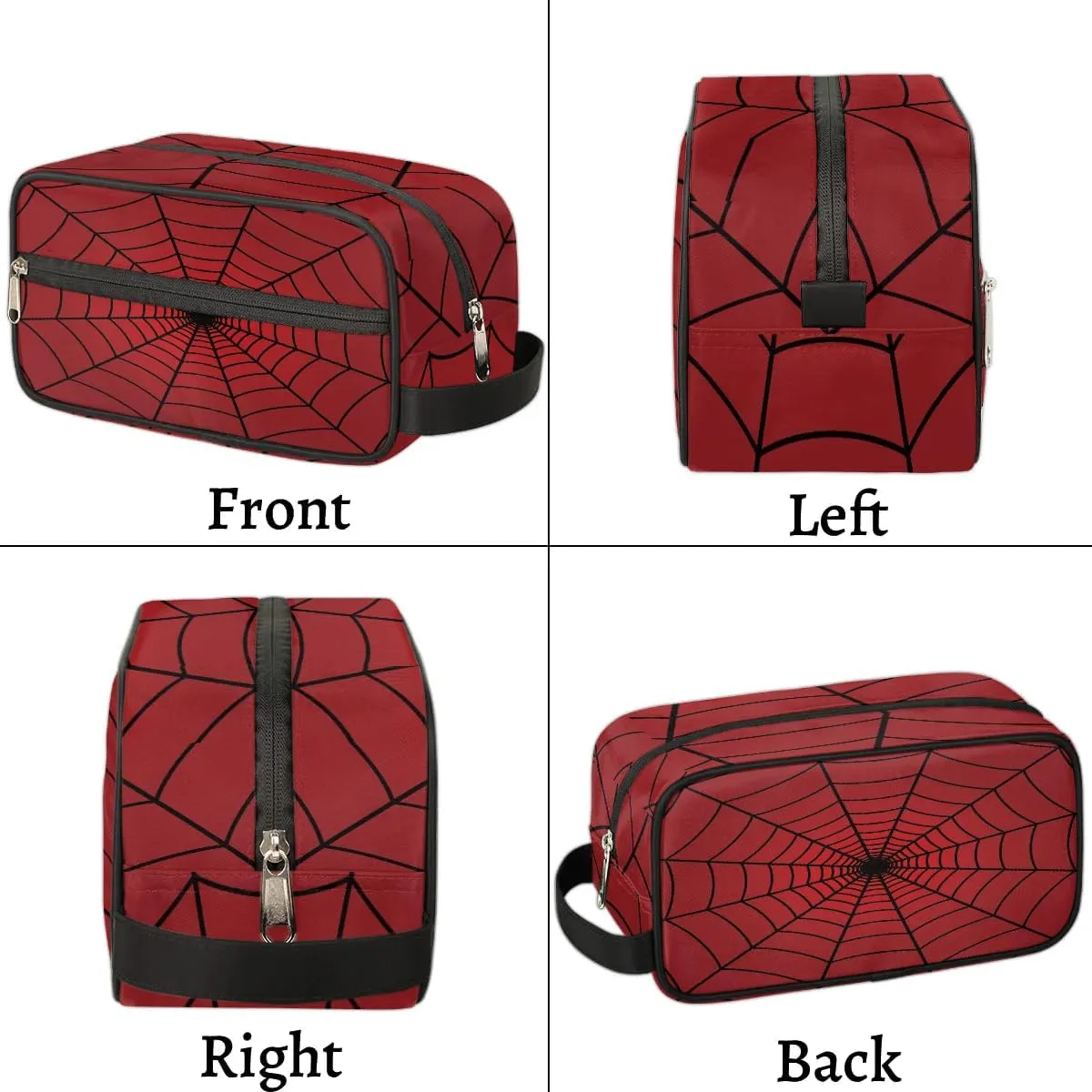 Red Spider Web Travel Toiletry Bag for Boys Kids, Waterproof Hanging Dopp Kit for Men, Shaving Bag with Large Capacity for Travel, Sports, Shower