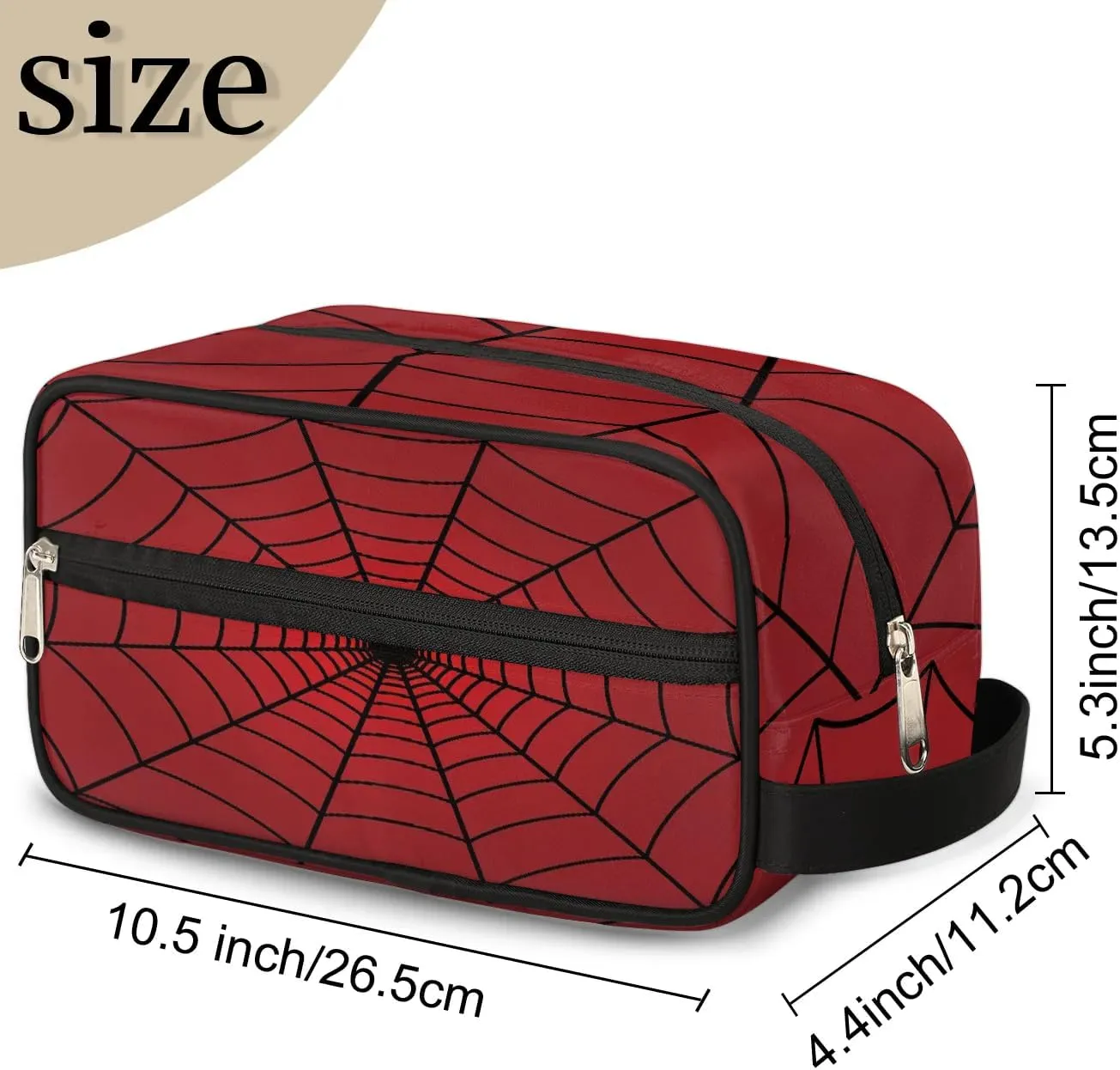 Red Spider Web Travel Toiletry Bag for Boys Kids, Waterproof Hanging Dopp Kit for Men, Shaving Bag with Large Capacity for Travel, Sports, Shower