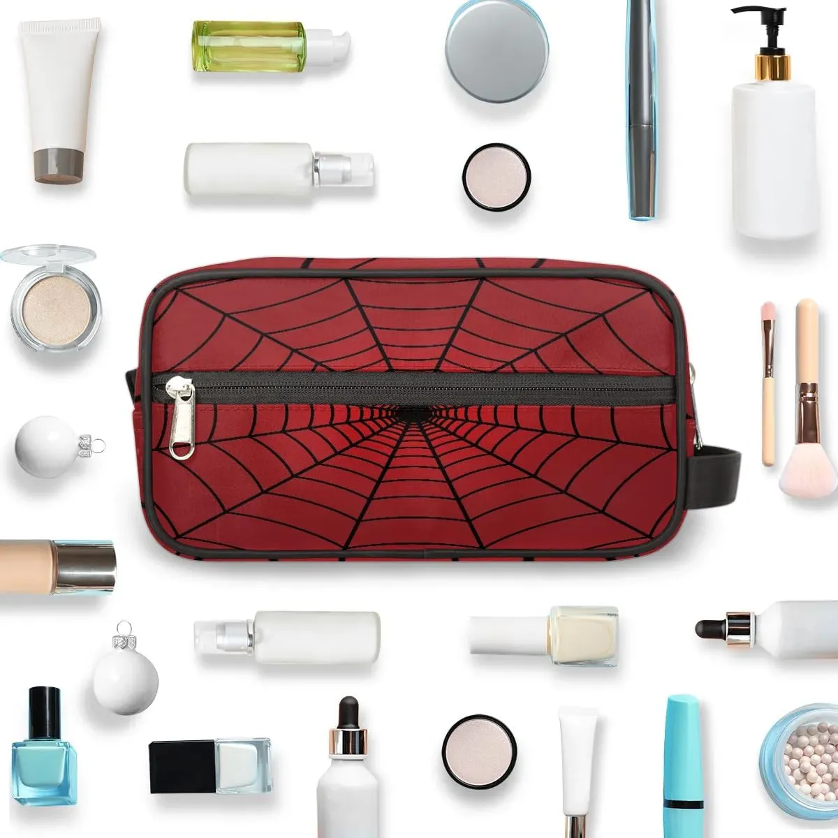 Red Spider Web Travel Toiletry Bag for Boys Kids, Waterproof Hanging Dopp Kit for Men, Shaving Bag with Large Capacity for Travel, Sports, Shower