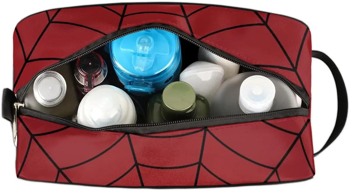 Red Spider Web Travel Toiletry Bag for Boys Kids, Waterproof Hanging Dopp Kit for Men, Shaving Bag with Large Capacity for Travel, Sports, Shower