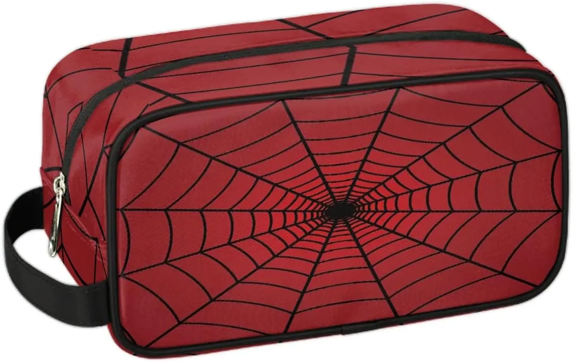 Red Spider Web Travel Toiletry Bag for Boys Kids, Waterproof Hanging Dopp Kit for Men, Shaving Bag with Large Capacity for Travel, Sports, Shower