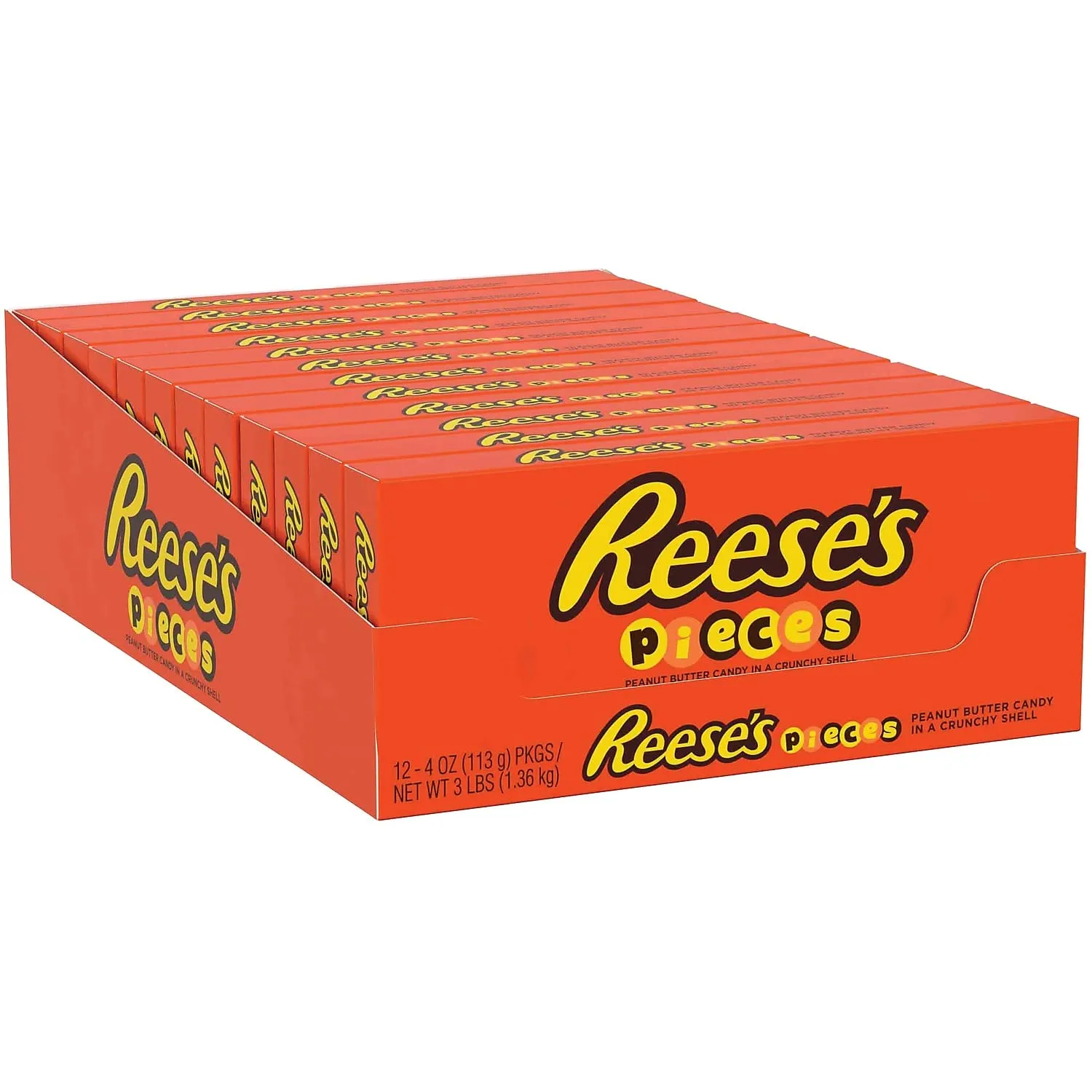REESE'S PIECES Peanut Butter in a Crunchy Shell, Candy Boxes, 4 oz (12 Count)