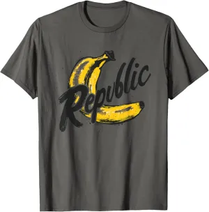 Republic of Banana Artistic Grey Cotton T-Shirt, Small, Short Sleeve, Round Neck, Classic Fit, Unisex-Kids