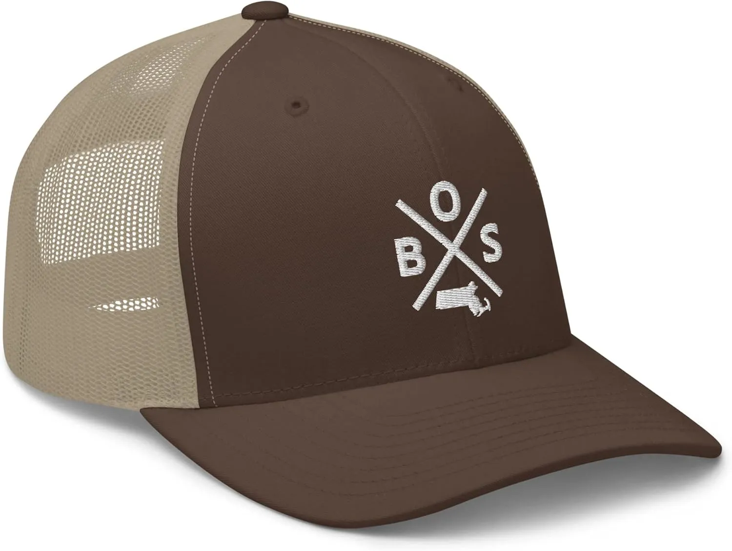 Retro Boston Trucker Hat Mesh BOS Cross Trucker Cap