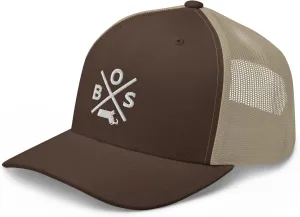 Retro Boston Trucker Hat Mesh BOS Cross Trucker Cap
