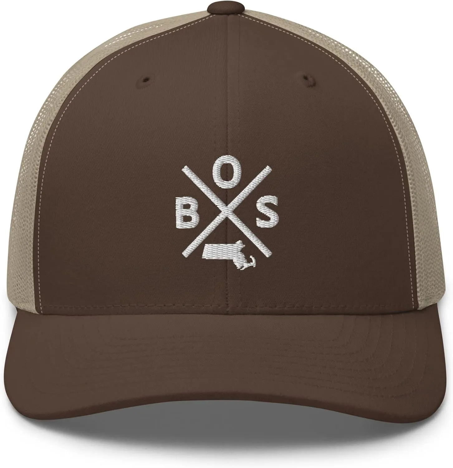 Retro Boston Trucker Hat Mesh BOS Cross Trucker Cap