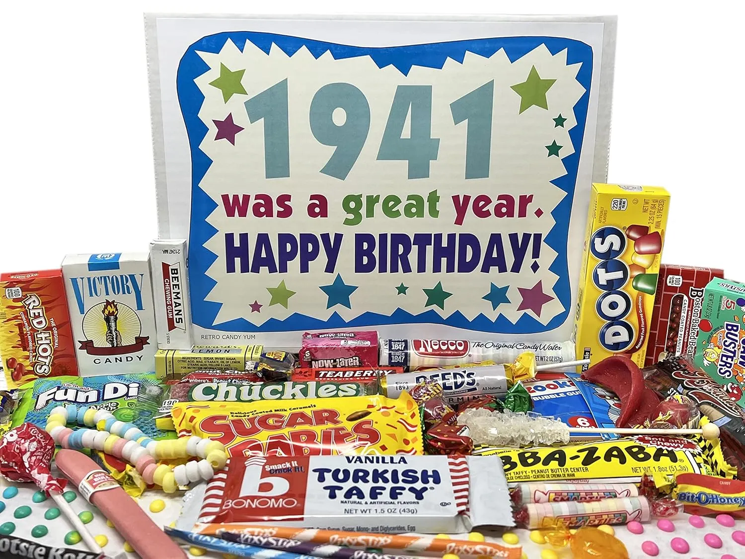 RETRO CANDY YUM ~ 1941 84th Birthday Gift Box of Nostalgic Retro Candy Mix from Childhood for 84 Year Old Man or Woman Born in 1941