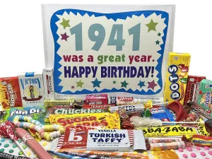 RETRO CANDY YUM ~ 1941 84th Birthday Gift Box of Nostalgic Retro Candy Mix from Childhood for 84 Year Old Man or Woman Born in 1941