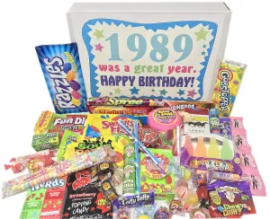 RETRO CANDY YUM ~ 1989 36th Birthday Gift Ideas Nostalgic Candy Assortment from Childhood 36th Birthday Gifts for Men and Women 1989 Candy Box