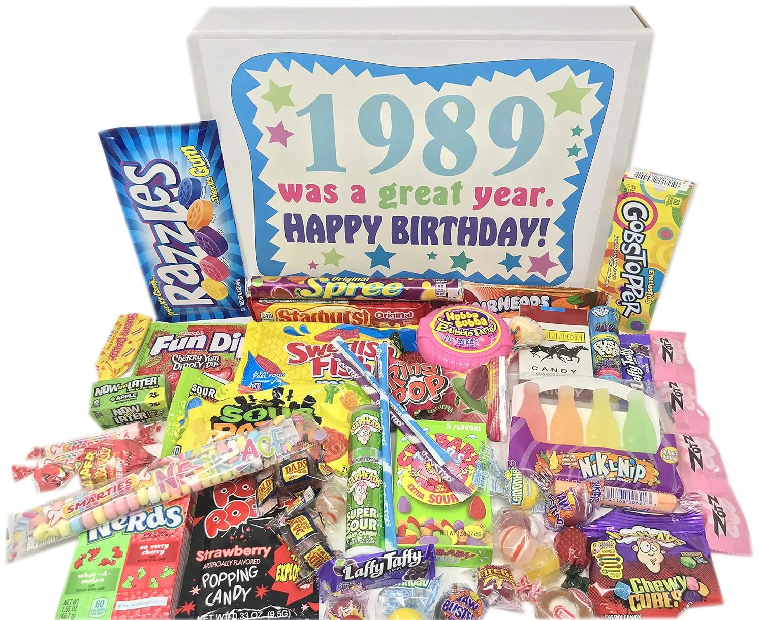 RETRO CANDY YUM ~ 1989 36th Birthday Gift Ideas Nostalgic Candy Assortment from Childhood 36th Birthday Gifts for Men and Women 1989 Candy Box