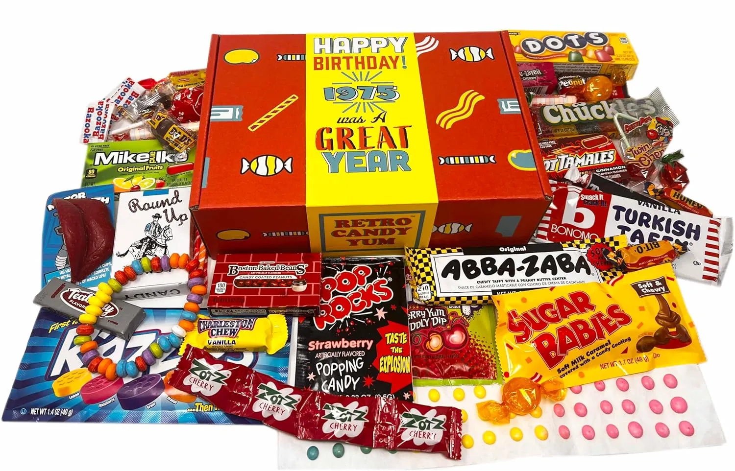 Retro Candy Yum Candy 1975-50th Birthday Vintage Candy Box Childhood Nostalgic 1970s sweets JR