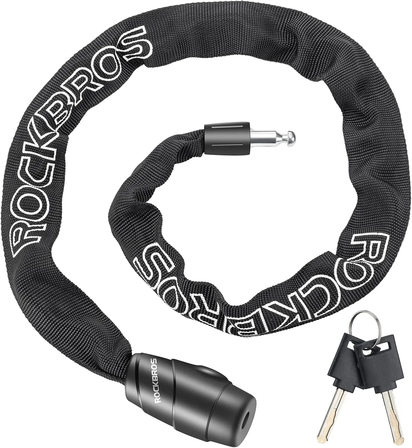 ROCKBROS Bike Chain Lock, Heavy Duty Anti Theft, 3 Ft Long, 5mm Thick Bicycle Lock with Key Set, Cut Proof for Door, Fence