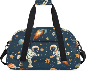 Rocket Astronaut Boys Girls Gym Bag Dance Perform Training Duffel Bags Weekender Carry-On Tote Luggage Bag Ideal for School Practice or Overnight Trips Cute Space