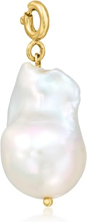 Ross-Simons 11-12mm Cultured Baroque Pearl Charm in 18kt Gold Over Sterling