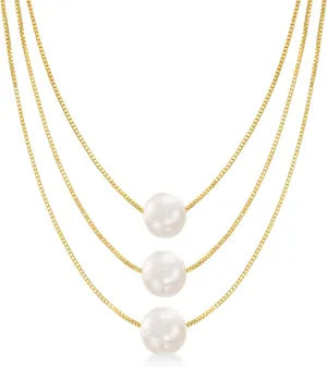 Ross-Simons 9-9.5mm Cultured Pearl 3-Strand Layered Necklace