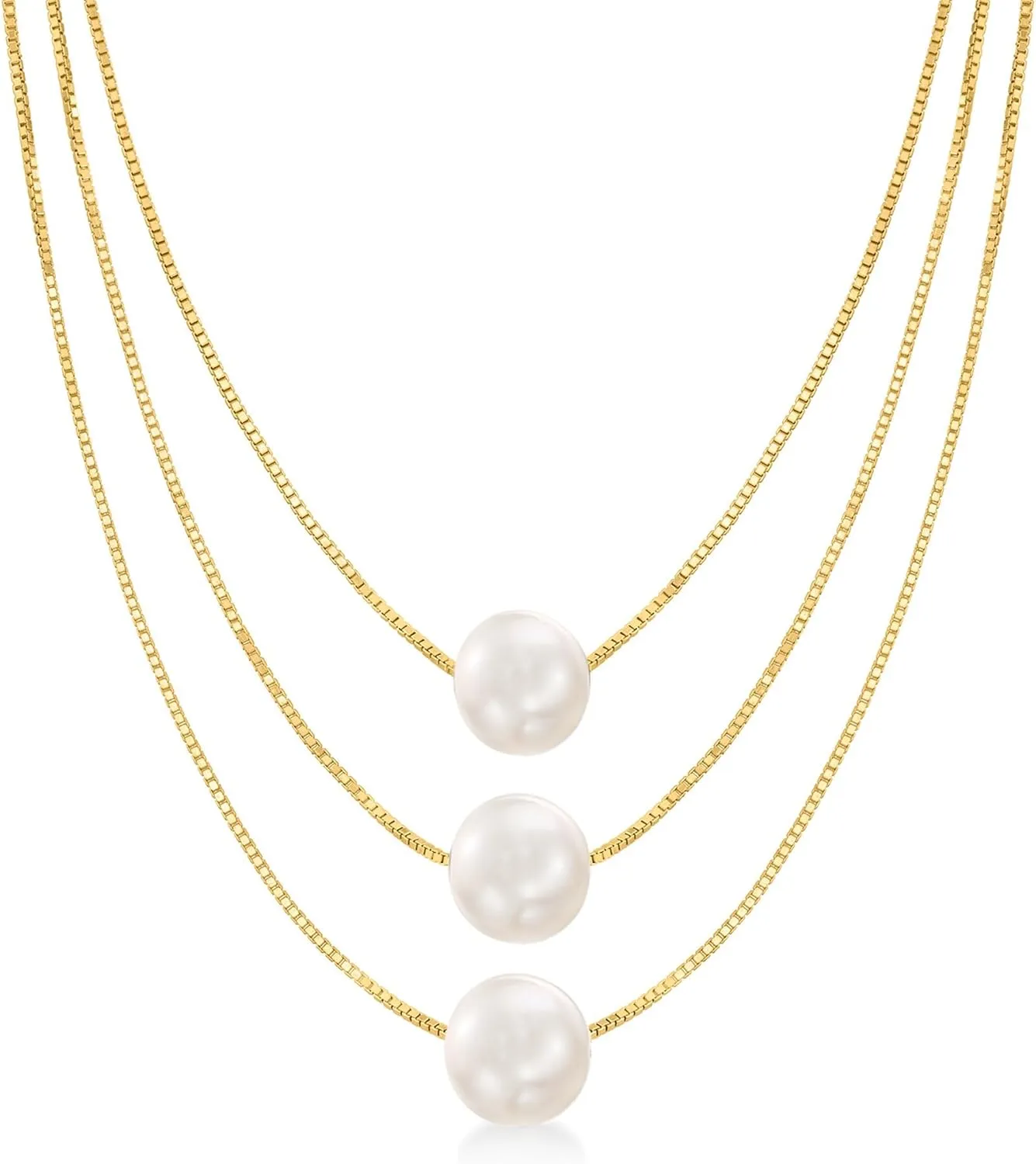 Ross-Simons 9-9.5mm Cultured Pearl 3-Strand Layered Necklace