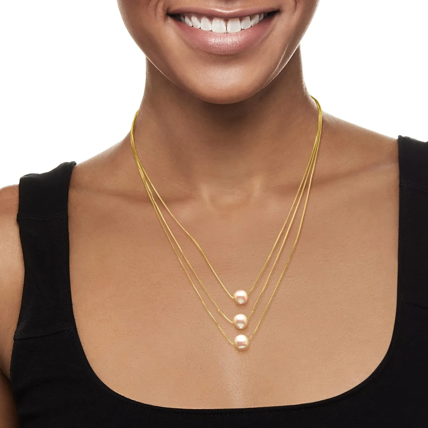 Ross-Simons 9-9.5mm Cultured Pearl 3-Strand Layered Necklace