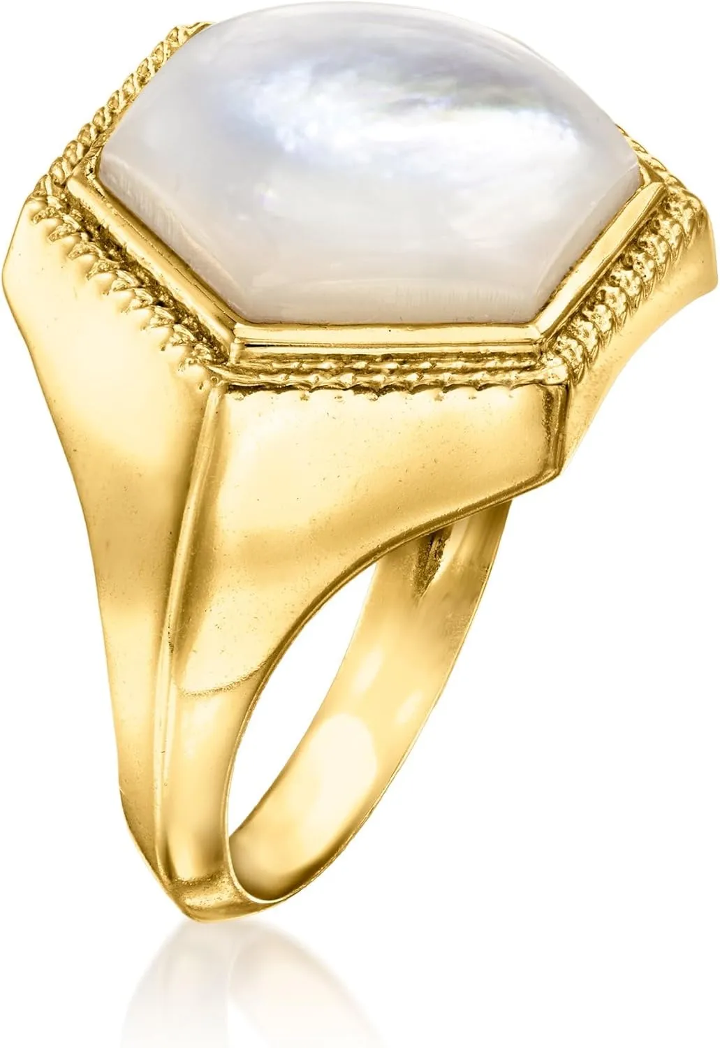 Ross-Simons Hexagonal Mother-Of-Pearl Ring in 18kt Gold Over Sterling