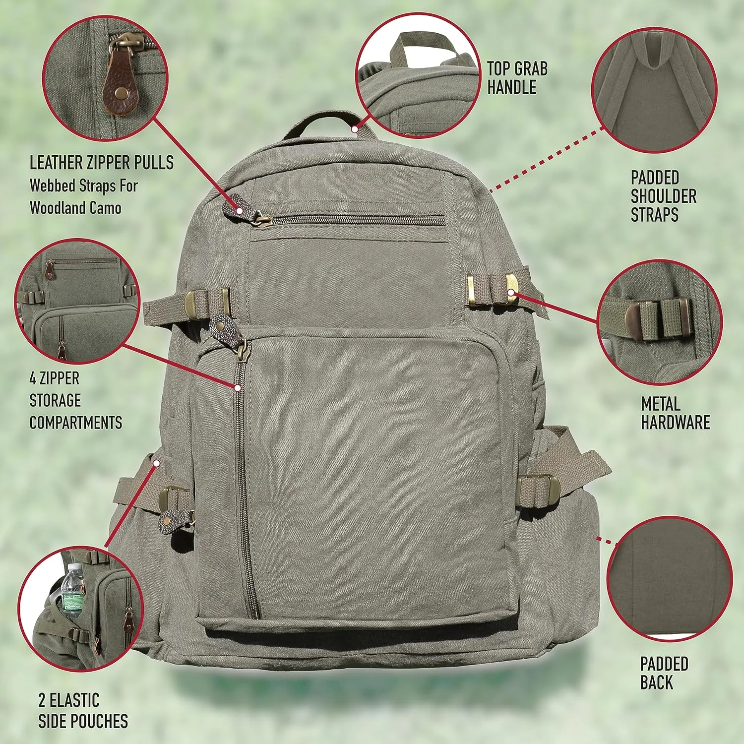 Rothco Jumbo Vintage Canvas Backpack (Olive Drab)