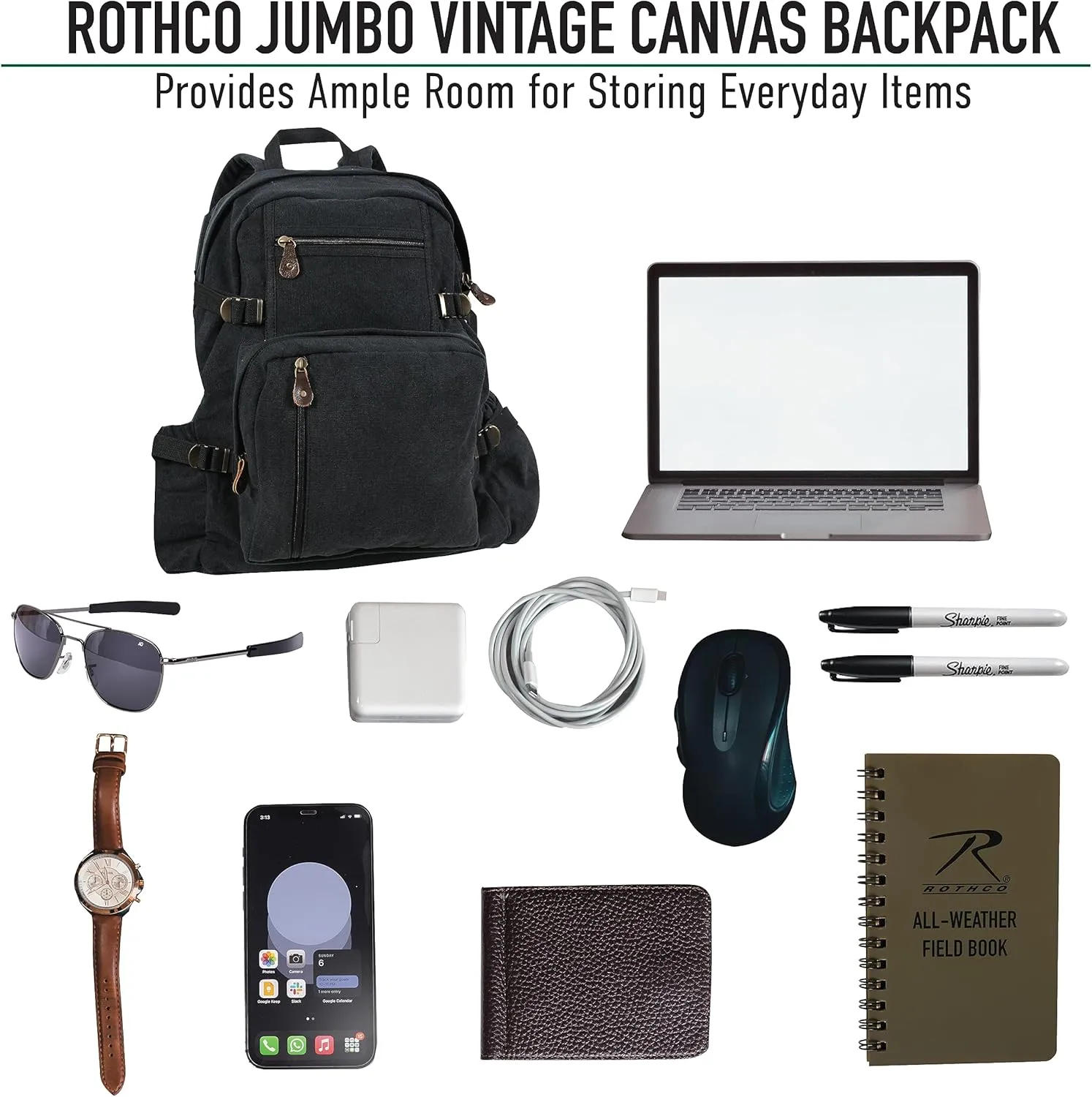 Rothco Jumbo Vintage Canvas Backpack (Olive Drab)