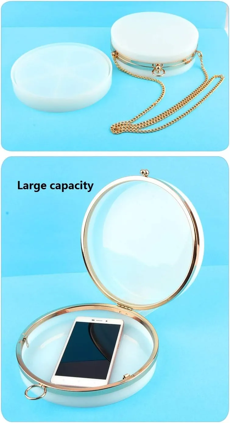 Round Bag Making Mold Set DIY Dynamic Liquid Quicksand Bag Mold Kit Handbag Silicone Resin Mold Craft UV Clear Shaker Clutch