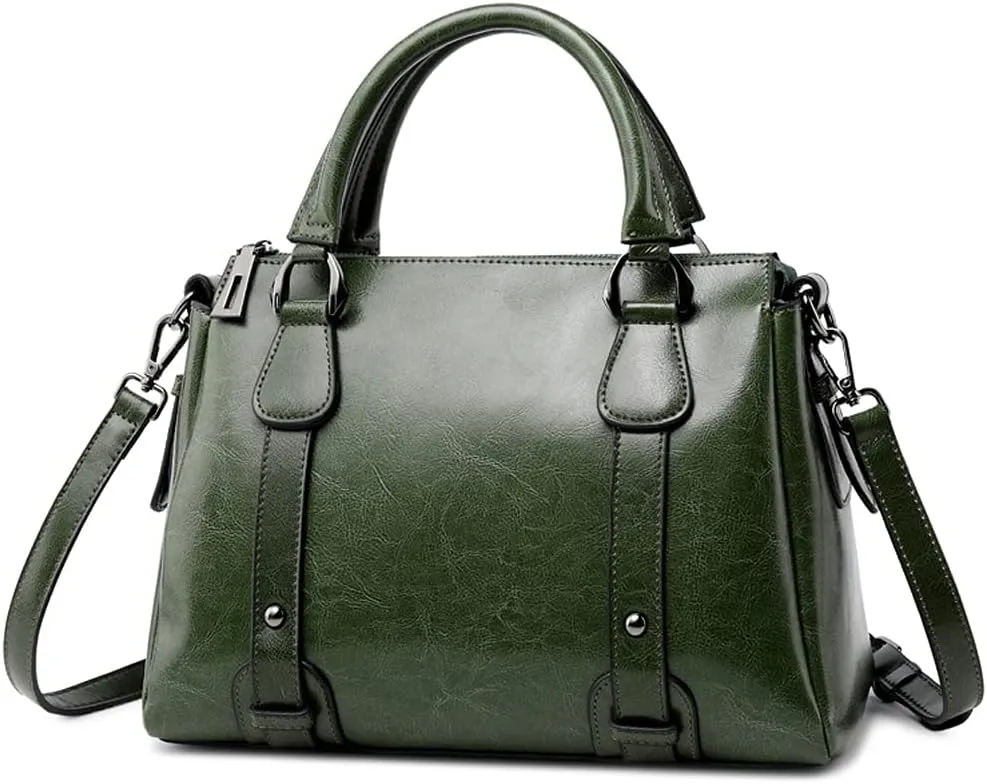 ROUROU Genuine Leather Handbag for Women Top Handle Crossbody Bag Satchel Large Capacity Shoulder Bag Fashion Tote Bag