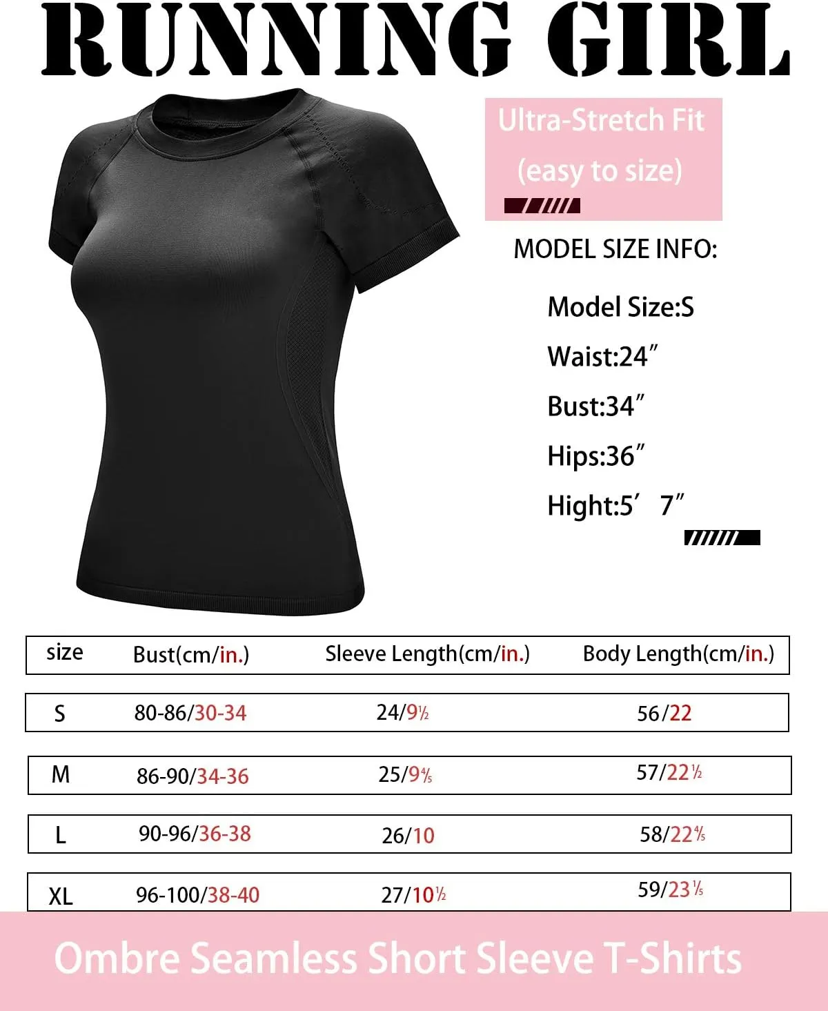 RUNNING GIRL Seamless Workout Shirts for Women，Short Sleeve T-Shirt Stretch Tees Quick Dry Gym Athletic Tops