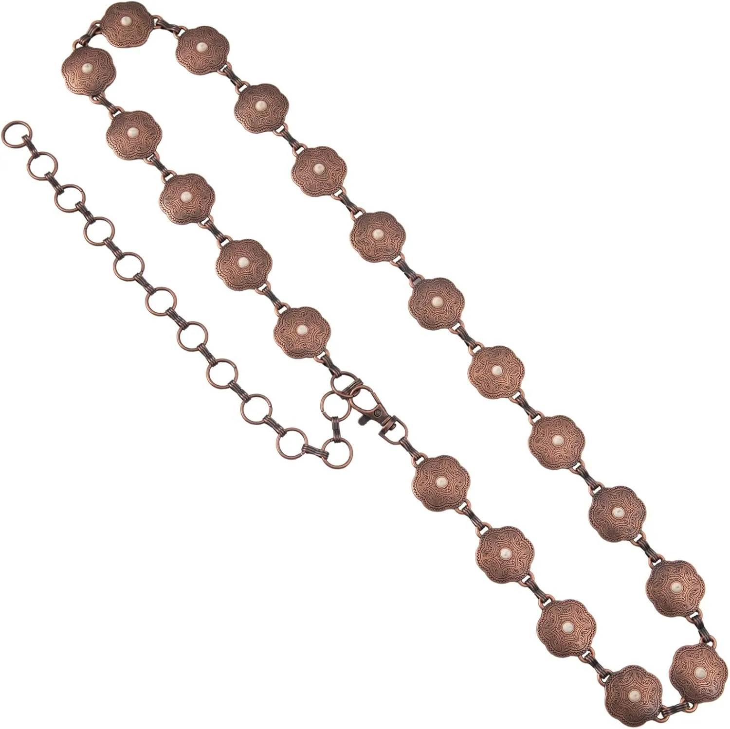 Rustic Couture's Western Vintage Country Metal Concho Chain Belt for Women Cowgirl