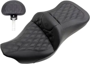 Saddlemen 0801-1187 808-07B-182BR Lattice Stitch Roadsofa Seat W/Backrest 08  TOURING MODELS, BLACK LATTICE STITCHED