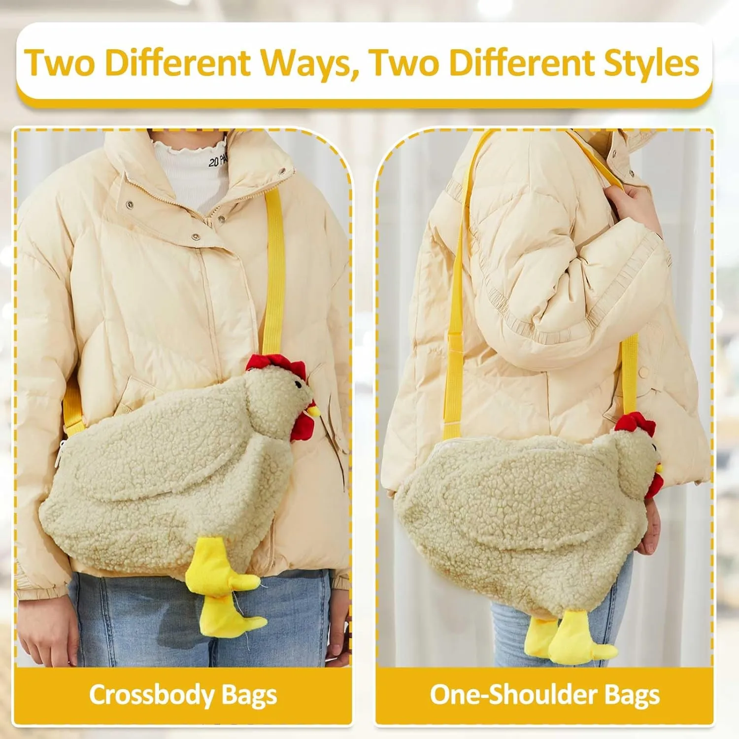 Saintrygo Chicken Hen Purse Bag Fluffy Shoulder Handbag Cute Funny Animal Gift for Christmas for Women Girls