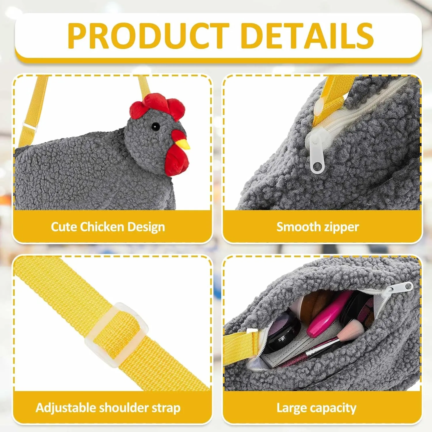 Saintrygo Chicken Hen Purse Bag Fluffy Shoulder Handbag Cute Funny Animal Gift for Christmas for Women Girls