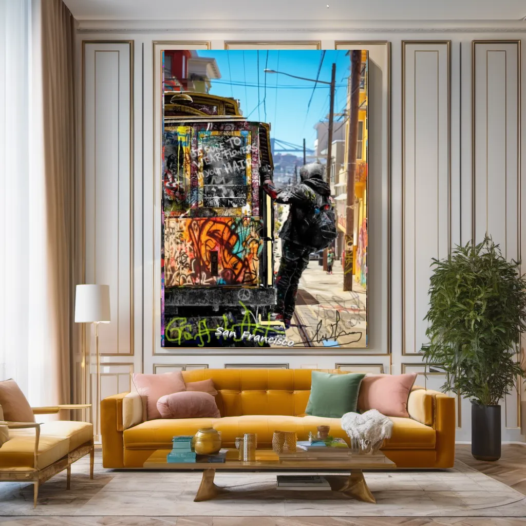 San Francisco Graffiti Streetcar Art Print on Canvas
