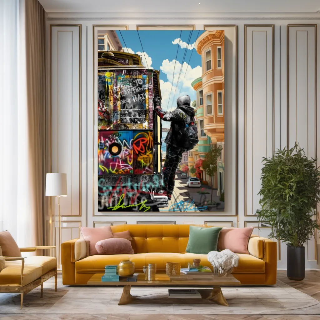 San Francisco Graffiti Streetcar Art Print on Canvas