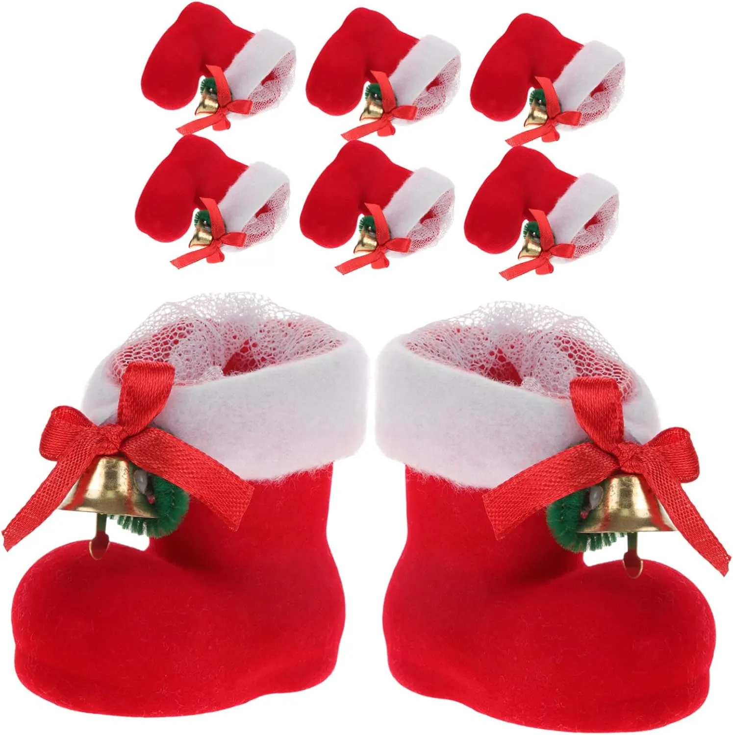 Santa Decor 8 Pieces Christmas Decorative Candy Shoes Storage and Decor for Boys and Girls