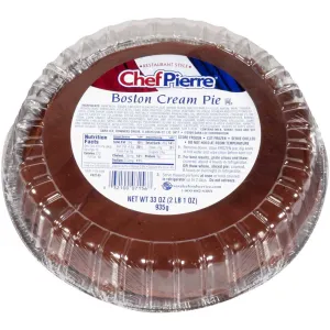 Sara Lee Chef Pierre Traditional Boston Cream Pie, 10 inch -- 6 per case.