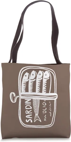 Sardine Tin in White Hand Drawn Tote Bag