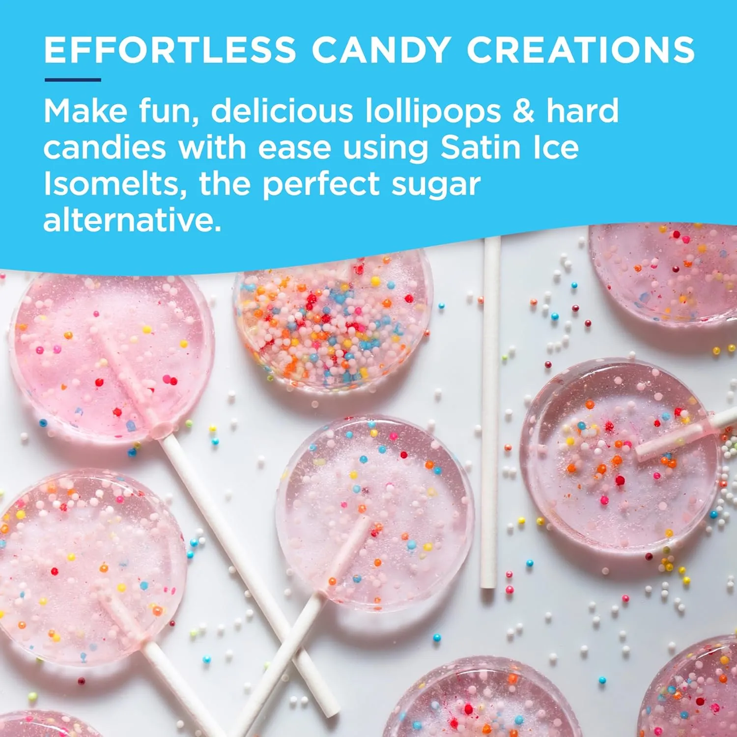Satin Ice Isomelts for Making Lollipops (Red) (7oz Pouch) – No Prep Isomalt, Pre-Colored, & Sugar-Free
