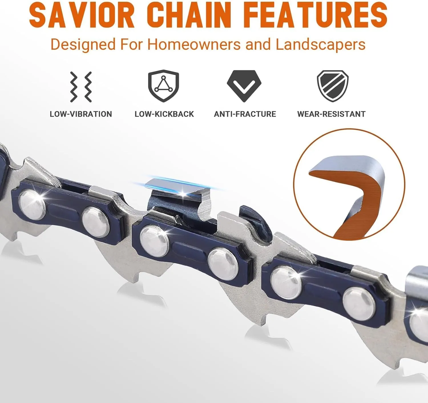 Savior 3Pack 16 Inch Chainsaw Chain 3/8" LP Pitch, 050" (1.3 mm) Gauge, 57 Drive Links Fits Echo 91PX57CQ, 91VG57CQ Oregon S57, Fits Echo CS-3510/352/3400/400 Worx WG300 WG303 BAUER 20112E-B 16" Chain