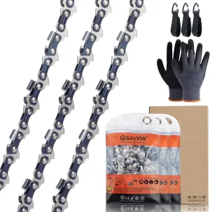 Savior 3Pack 16 Inch Chainsaw Chain 3/8" LP Pitch, 050" (1.3 mm) Gauge, 57 Drive Links Fits Echo 91PX57CQ, 91VG57CQ Oregon S57, Fits Echo CS-3510/352/3400/400 Worx WG300 WG303 BAUER 20112E-B 16" Chain