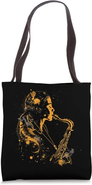 Saxophone Girl Graffiti Woodwind Instrument Tote Bag