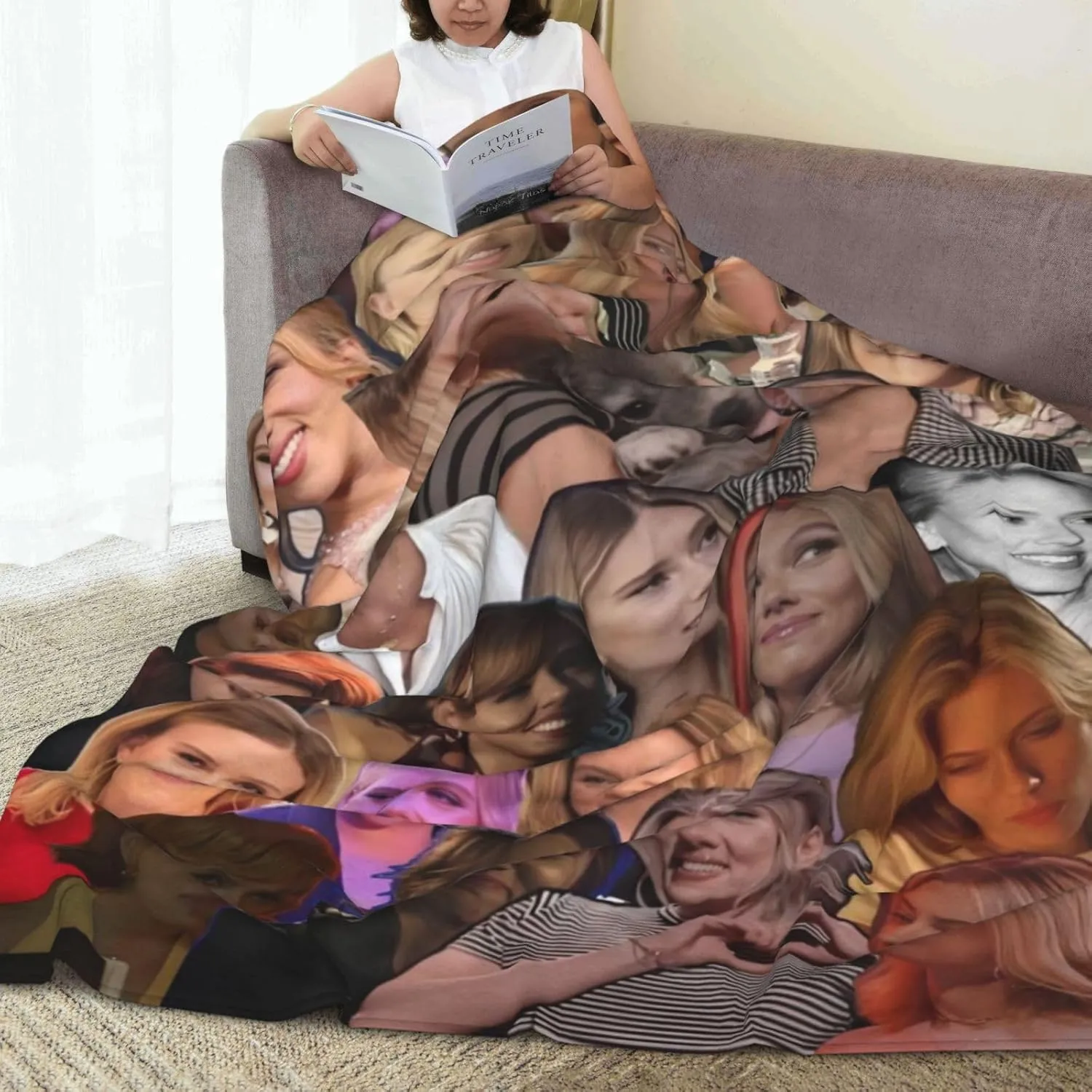 Scarlett Johansson Blanket Flannel Fleece Printed Throw Blankets Ultra Soft Micro Warm Blanket for All Season Bedding Chair Sofa Couch Bed 50"x40"