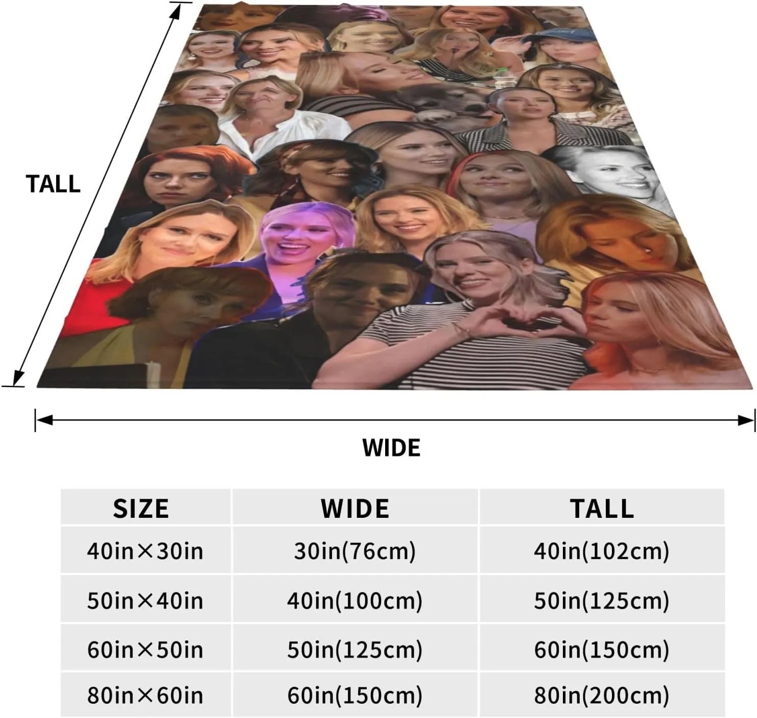 Scarlett Johansson Blanket Flannel Fleece Printed Throw Blankets Ultra Soft Micro Warm Blanket for All Season Bedding Chair Sofa Couch Bed 50"x40"