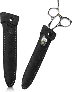 Scissors Bag Genuine Leather Scissors Safety Sheath Bag Stylist Scissors Cover Protector Barber Shears Hair Scissor Sheath for Hairdressers Pack of 2 (HJ-BHT01-Black)