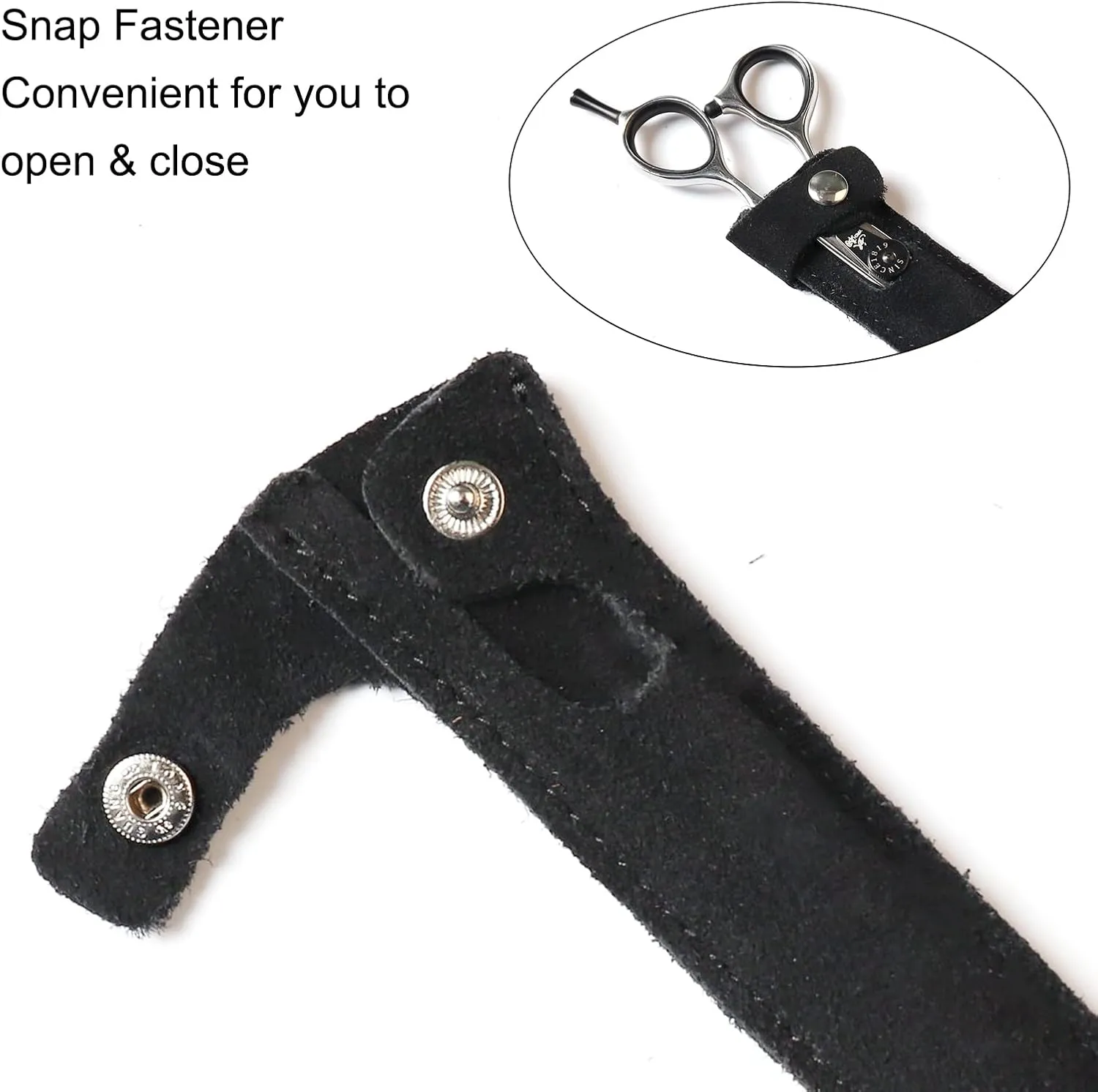 Scissors Bag Genuine Leather Scissors Safety Sheath Bag Stylist Scissors Cover Protector Barber Shears Hair Scissor Sheath for Hairdressers Pack of 2 (HJ-BHT01-Black)