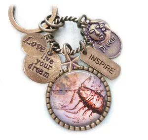 Scorpio Backpack-Purse Clip, Key Chain or Necklace, Love, Live Your Dream, Inspirational Zodiac, Astrology and Birth Sign Gift