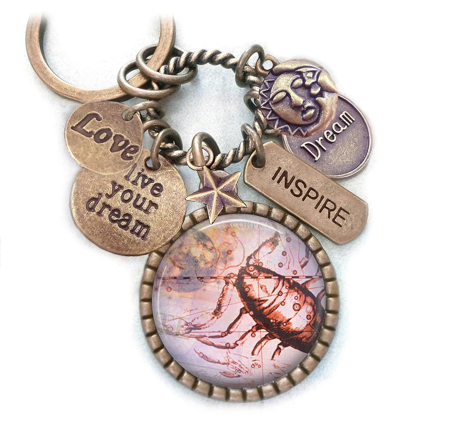 Scorpio Backpack-Purse Clip, Key Chain or Necklace, Love, Live Your Dream, Inspirational Zodiac, Astrology and Birth Sign Gift