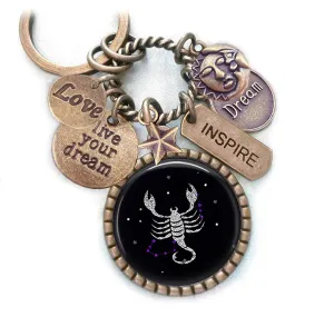 Scorpio Key Chain, Backpack-Purse Clip or Necklace, Perfect Inspirational Gift, Love the Astrology and Zodiac Signs, Live Your Dream