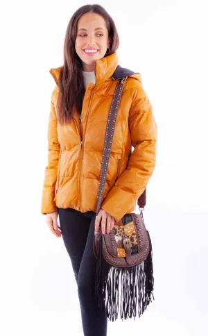 Scully Womens Patchwork Cowhide Brown Leather Crossbody Bag OS