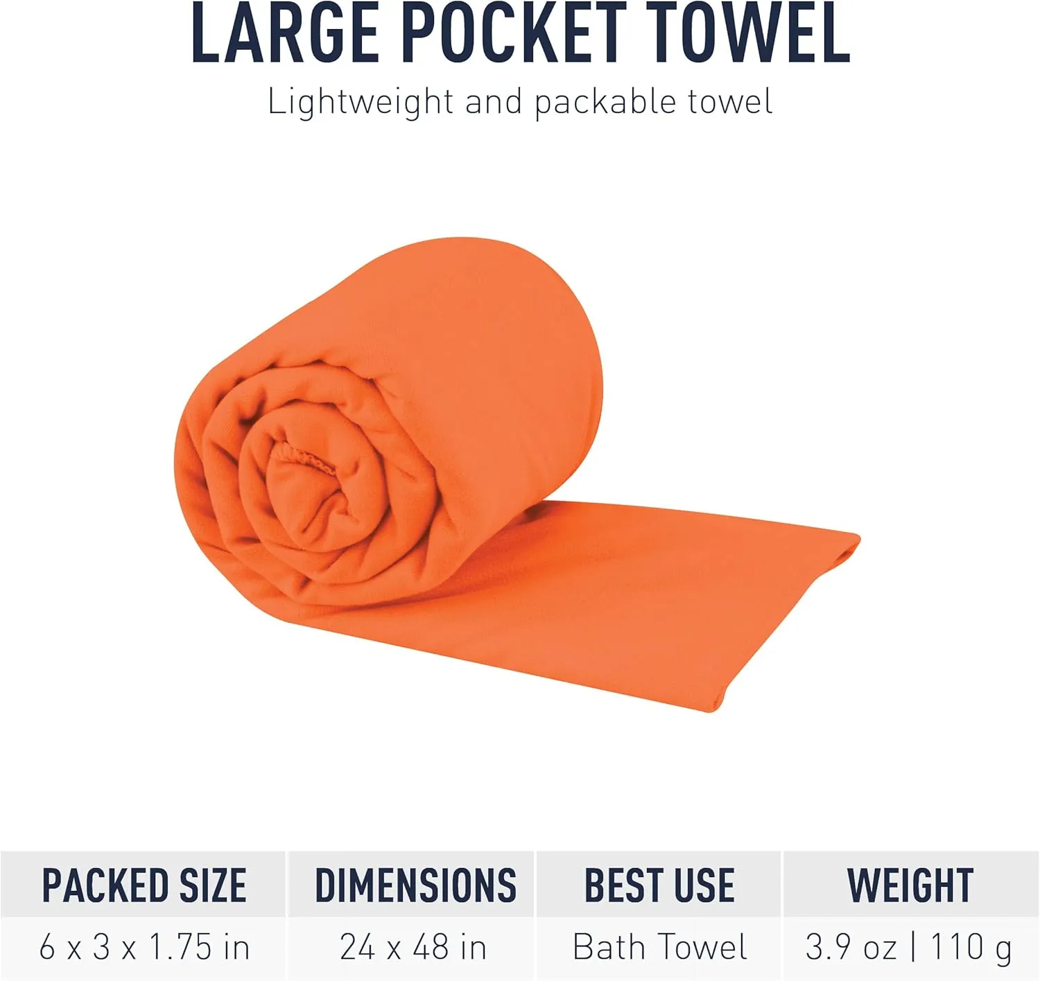 Sea to Summit Portable Pocket Towel for Camping, Gym, and Travel