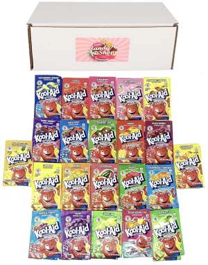 SECRET CANDY SHOP KoolAid Drink Mix Packets Variety Pack of 22 Flavors (2 of each flavor, Total of 44)